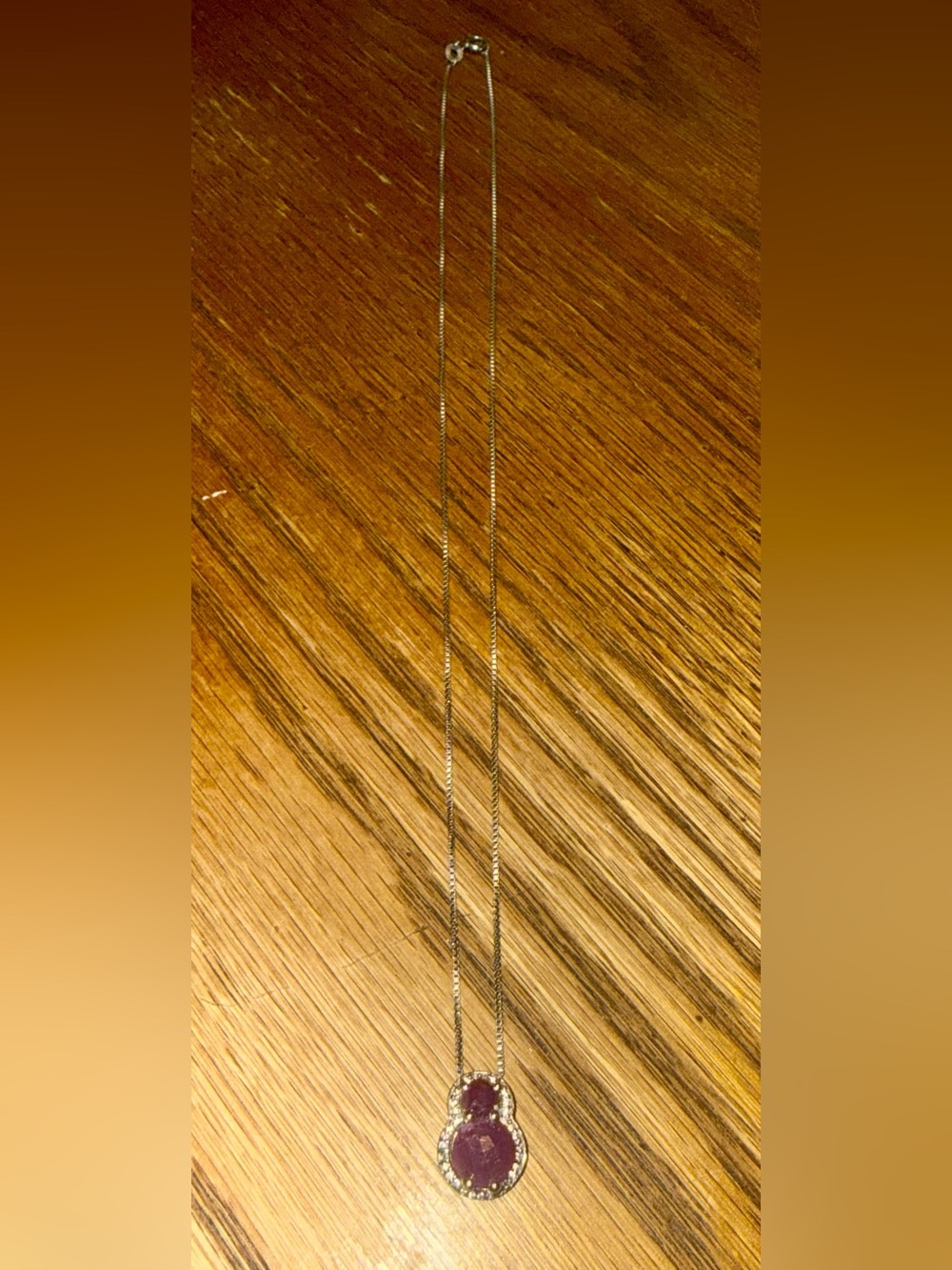 Ruby Red Double-Stone Pendant Necklace | Gold Tone Chain | Vintage Inspired Stat - Picture 2 of 4